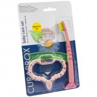 CURAPROX детский набор: зубная щетка и прорезыватель для временных зубов розовый