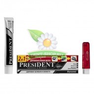 Набор President  отбеливающий зубная паста 75 мл и дорожная зубная щетка